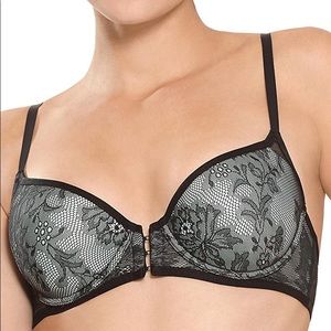 Natori Women’s Momento Front Close Contour Bra black and light pink 32B